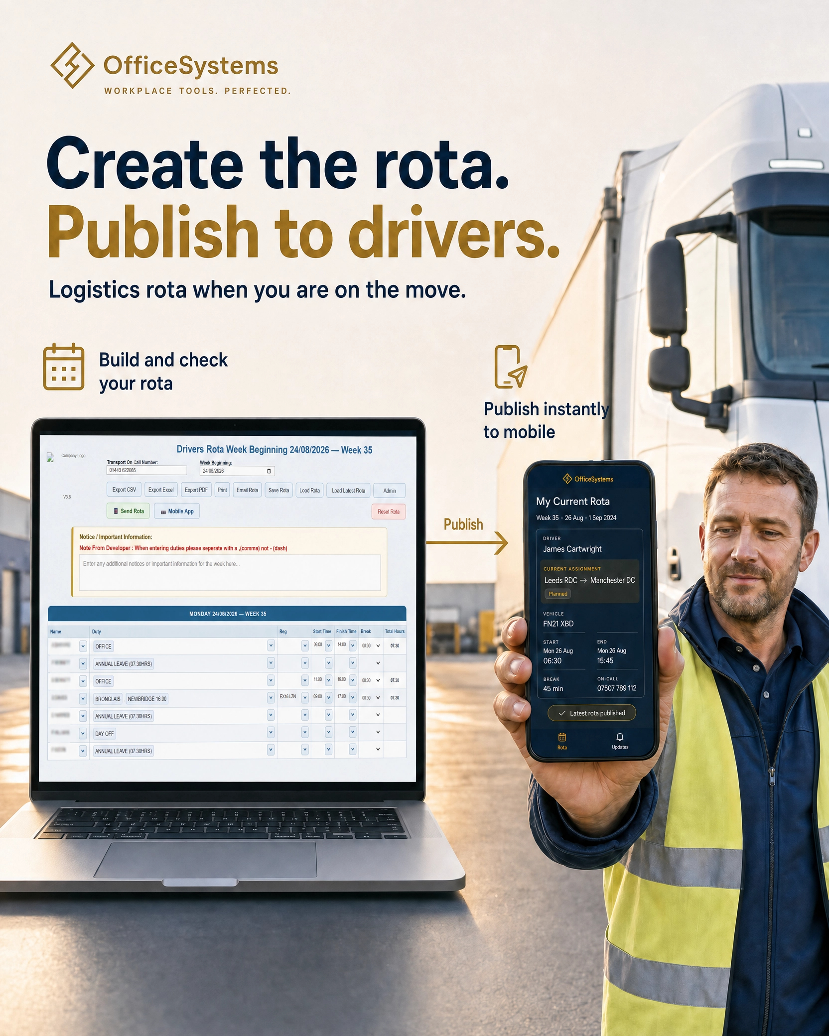 Pro Driver Rota Manager software for planning weekly driver schedules